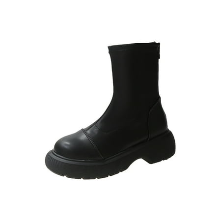 

Avamo Women Winter Boots Mid Calf Boot Casual Shoes Office Walking Breathable Comfort Black 7