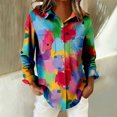 thumbnail image 4 of QASIEATN Tops for Women Graphic Tees Casual Button Down V Neck Long Sleeve Shirts Ladies Summer Tops, 4 of 7
