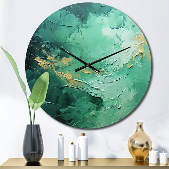 Designart "Emerald happiness I" Abstract Landscape Oversized Wall Clock