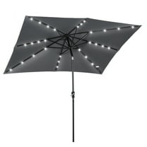 Royard Oaktree 9ft Solar Patio Umbrella, LED Lighted Umbrella Table Umbrella with Tilt and Crank, Outdoor Market Sun Shade for Garden, Deck, Backyard, Pool, Beach, Dark Gray