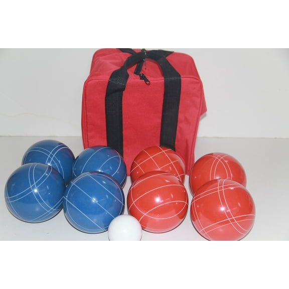 Italian/American Made, 110mm EPCO Bocce Set - Rustic Blue/Orange Balls and red/Black Bag
