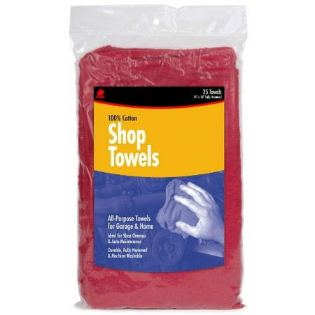 14" x 14" Buffalo Industries 62013C Red Colored Cloth Shop Towels, 25-Pack