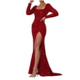 thumbnail image 2 of BONIXOOM Sexy Dresses for Women Date Night Multi-theme Party Square Neckline Tab Long Sleeve Pullover Jacket Solid Red Dresses, 2 of 9