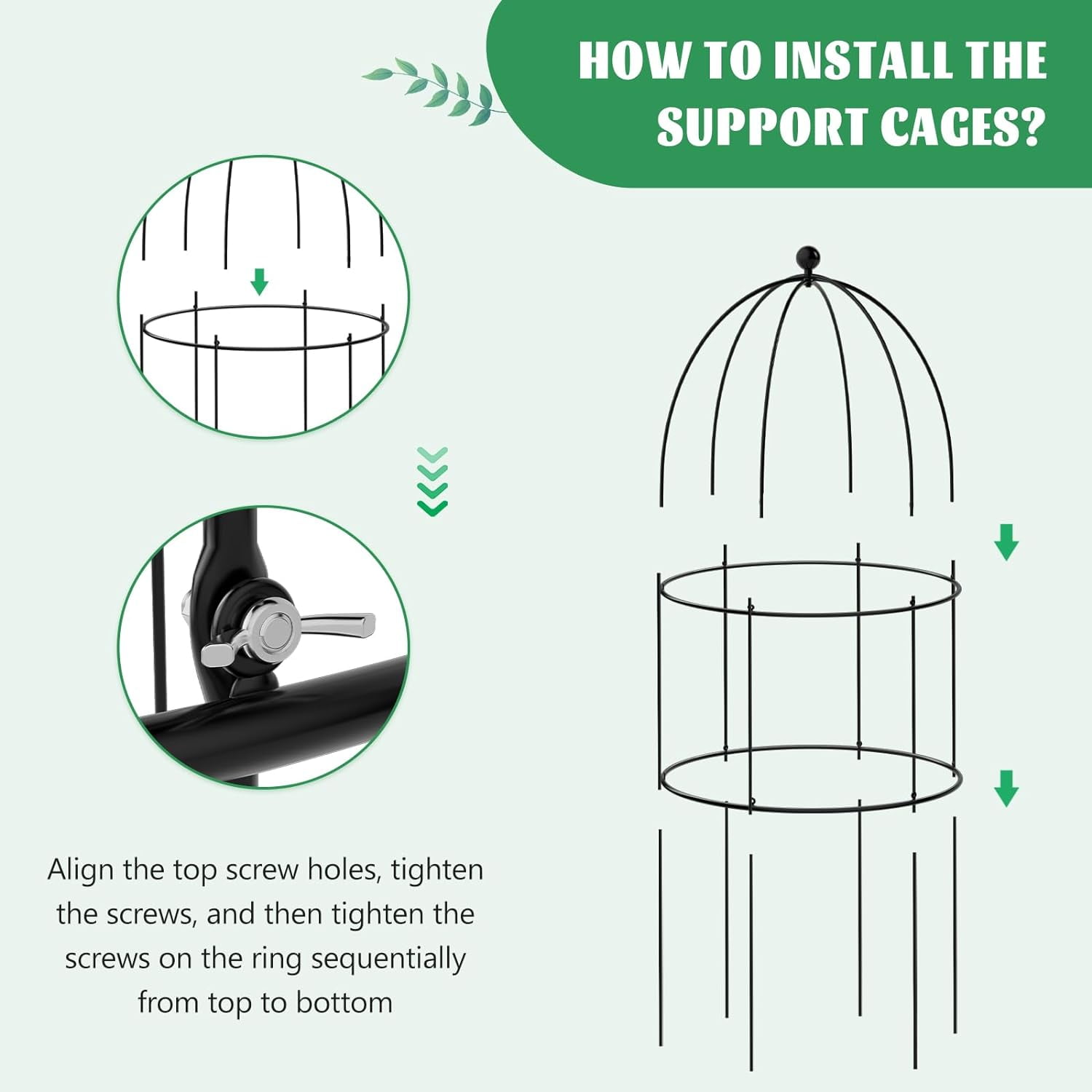 Lilypelle Garden Trellis for Climbing Plants Outdoor, Tomato Cage Metal Obelisk Trellis Plant Trellis for Potted Plant, Flower Trellises Plant Cages Peony Cages Plant Support (Black, 3 Pack)
