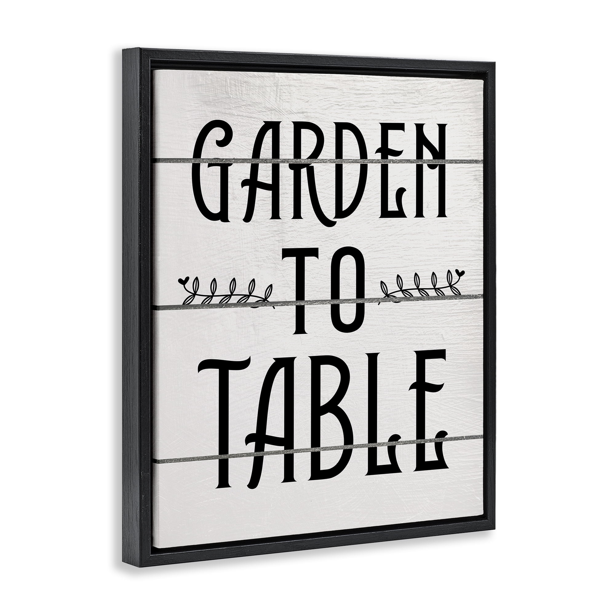 Stupell Industries Garden To Table Typography Painting Black Floater Framed Canvas Art Print Wall Art, 17 x 21