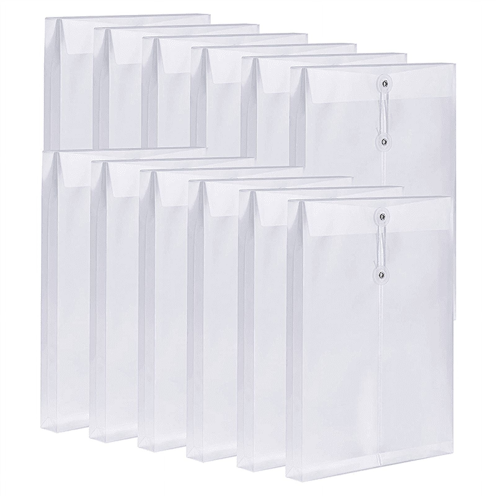 24 Pack Clear Plastic Envelopes Envelopes Expandable Files Document Folders with Button & String Tie Closure A4