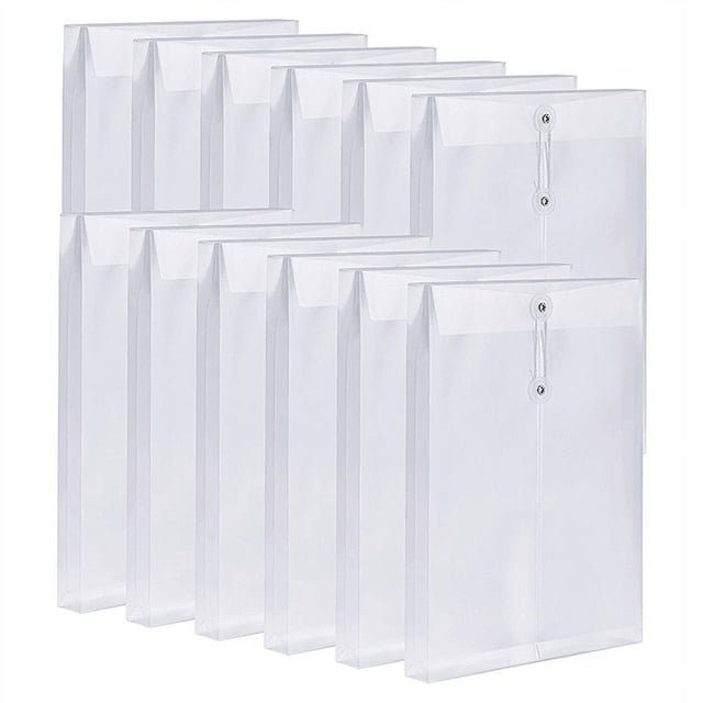 24 Pack Clear Plastic Envelopes Envelopes Expandable Files Document Folders with Button & String Tie Closure A4