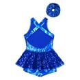 thumbnail image 4 of YEAHDOR Kids Girls Jazz Tap Dance Costume Sequins Bowknot Ballet Leotard Dress Royal Blue-C 16, 4 of 7