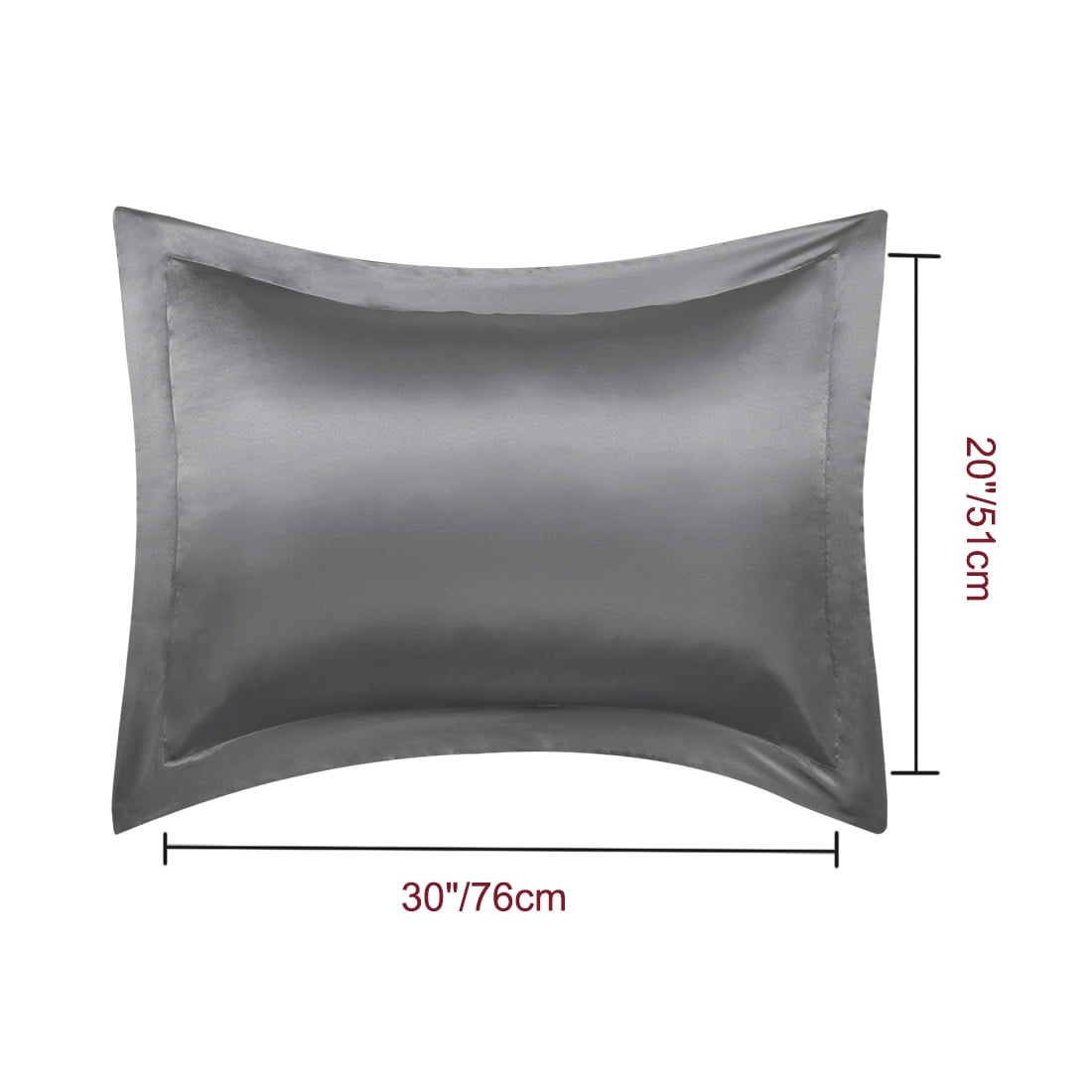 Unique Bargains 2-Pack Satin Pillow Shams Queen Size 20" x 30" Deep Grey