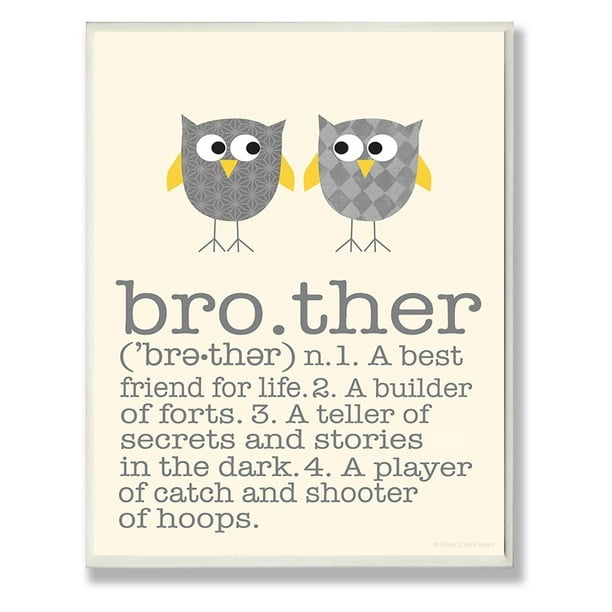The Stupell Home Decor Collection Definition Of Brother with Two Owls  Oversized Wall Plaque Art 