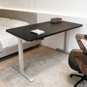 Large Standing Desk with Electric Height Adjustment| Standing Desks for Ergonomic Sitting & Standing | Electric Desk White Support & Black Top