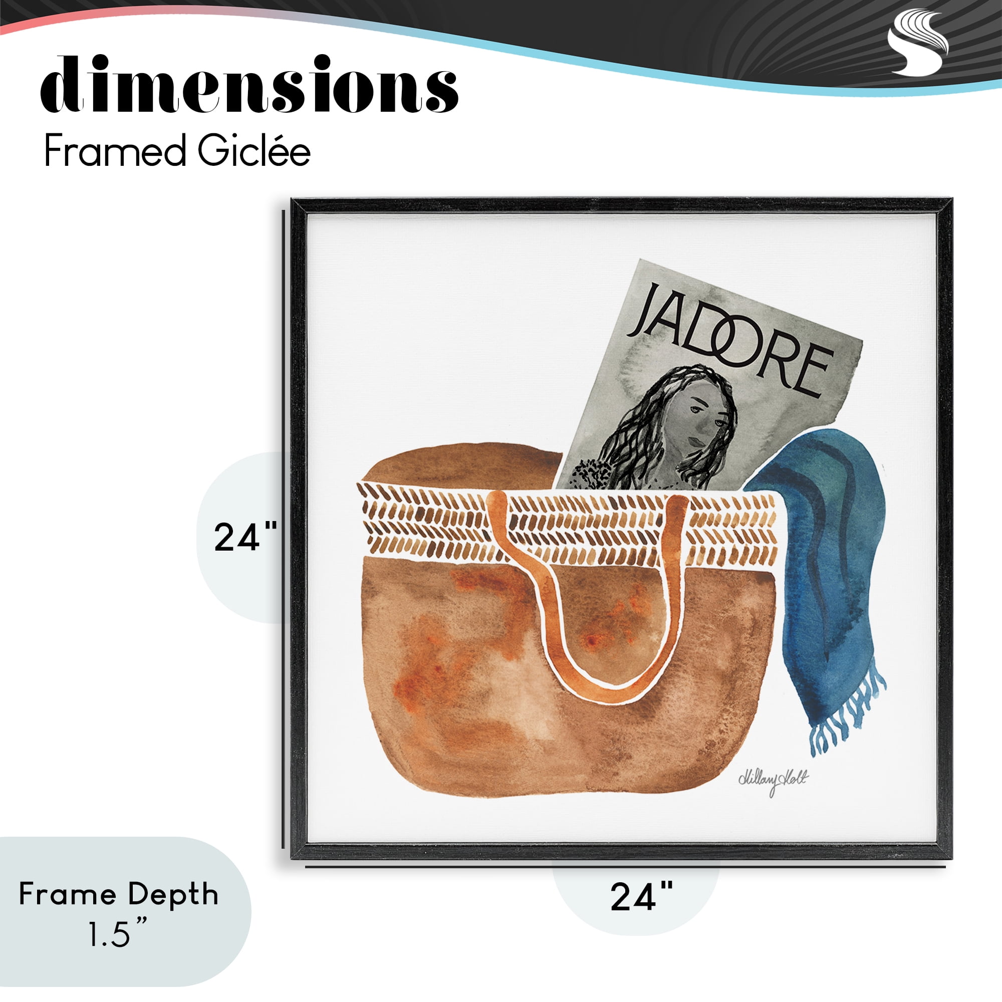 Stupell Industries Tote & Fashion Magazine Black Framed Giclee Art, design by Hillary Holt