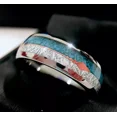 thumbnail image 5 of Men's 8mm Tungsten Cupid's Arrow Turquoise Meteorite Inspired Comfort-Fit Band, 5 of 19