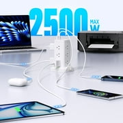 Aioneus Power Strip Tower Surge Protector with 12 Outlets & 4 USB Ports, 6ft Cord, White
