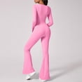 thumbnail image 5 of Lenpel Jumpsuit for Women Long Sleeve Square Neck Slim Flare Leg Workout Yoga Rompers Bell Bottom Bodysuits, 5 of 7