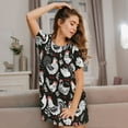 thumbnail image 3 of Naloa Laying Hens And Roosters Print Women Nightgowns,Womens Loungewear,Short Sleeve Sleepwear,Comfy Ladies Nightdress, 3 of 6