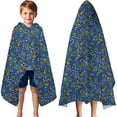 thumbnail image 3 of Blue Christmas Holly and Candy Cane Pattern Hooded Bath Towel，60"x35" for Ages 3 To 12 Kids, Quick Dry Lightweight Soft Microfiber Hood Beach Towel Cover Up for Kids, 3 of 7