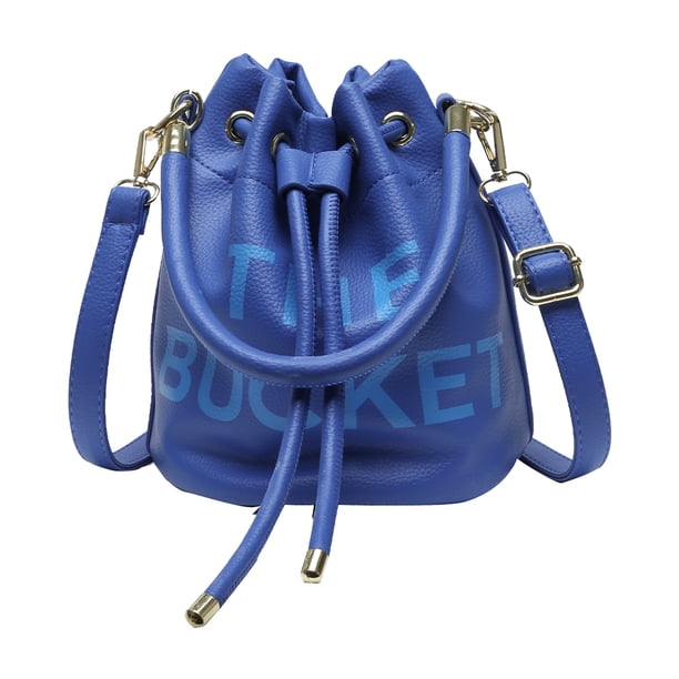 Bolso Tipo Cubo Con Letras Bolso Cruzado Informal Piel Sintética para Mujer para El (azul Oscuro)