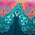 thumbnail image 5 of Lush Decor Boho Chic Colorful Suzani Print Cotton Reversible Quilt, Full/Queen, Turquoise/Navy, 2-3 Piece Set, 5 of 11
