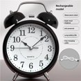 thumbnail image 1 of Silent Non-Ticking Analog Quartz 4 Inches Battery Operated Twin Bell Loud Alarm Clock with Backlight for Bedroom, 1 of 6