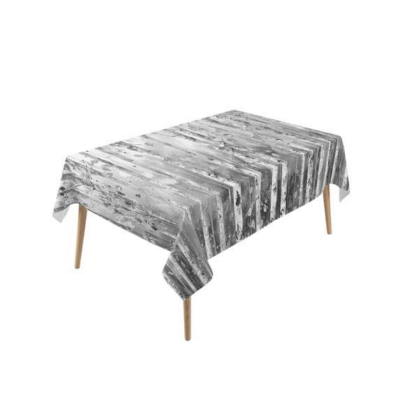 Grey Forest Table Cloth, Modern Oil Painting Art Waterproof Tablecloth for Rectangle Tables, Reusable Washable Fabric Table Cover for Restaurant Kitchen Dining Tables 60"x120"