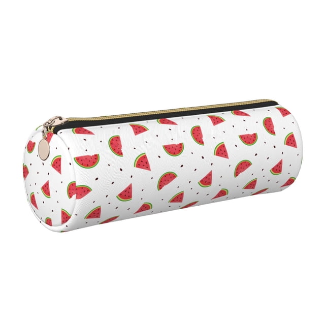 Disketp Hand Drawn Watermelon Estuche Organizador de Lápices de Cuero, Estuche de Oficina con Cremallera para Bolígrafo y Lápiz