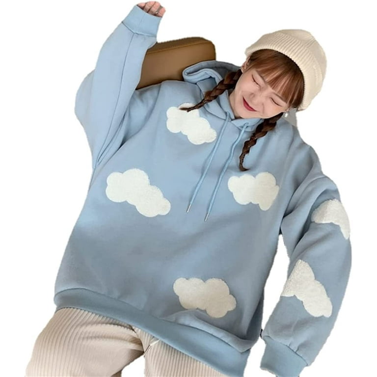 Trendy Cloud Hoodie | Light Blue Hoodies, Aesthetic Hoodie, Oversized Hoodie, Sweatshirt Women Trendy, Hoodies for Women Aesthetic
