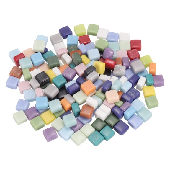 200g Square Mosaic Tiles for Crafts, 0.4" Iridescent Mosaic Glass Pieces for DIY Art Making Supplies Home Decoration (Mixed Colors)