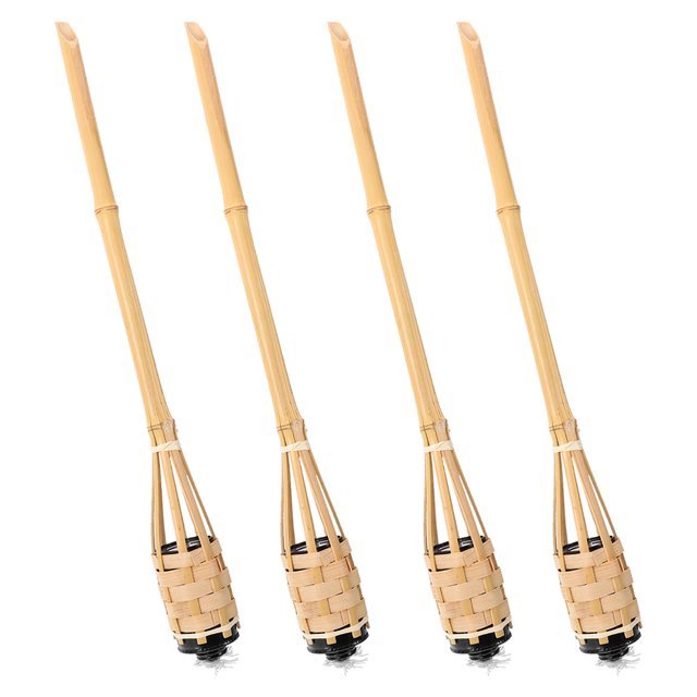 CATIEBYE 4Pcs Outdoor Fire Torches Bamboo Handmade for Weddings Festivals Summer Luau Parties