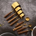 thumbnail image 6 of 8 pieces Golden Measuring Cups Set and Measuring Spoons Set with Scale, Wooden Handle Stainless Steel Dry & Liquid Measuring Cup for Cooking Baking, 6 of 18