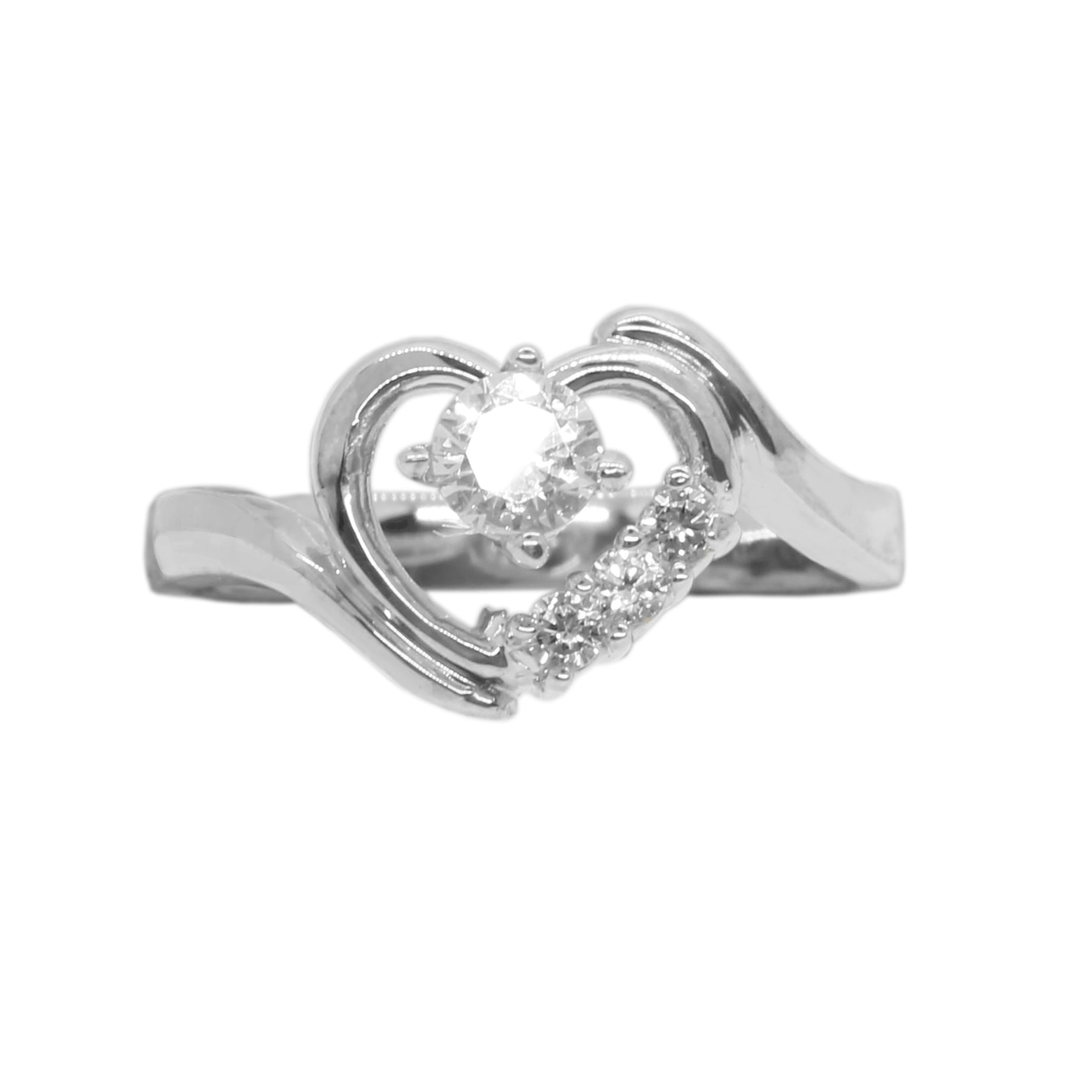 Details about   925 Sterling Silver Split Shank Heart Wedding Ring Diamond Heart Promise Ring 