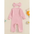 thumbnail image 4 of Suealasg Baby Girls Full Length Jumpsuit 3 6 9 12 18 Months Infant Long Sleeve Ribbed Rompers Headband Spring Fall Bodysuit Clothes for Newborn Girls, 4 of 7