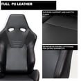 thumbnail image 4 of Spec-D Tuning Black Nappa Style PU Leather, Fully Reclinable Racing Seat w/Dual Sliders Compatible, Left + Right Pair, 2 Seats, 4 of 7