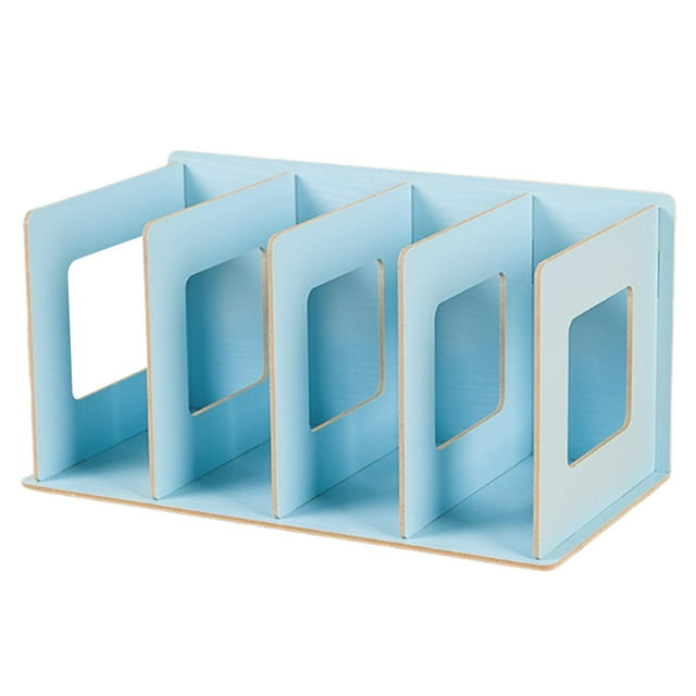 Estantería de madera para escritorio, moderna y sencilla, organizador de mesa para escritorio, hogar, dormitorio. Azul