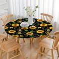 thumbnail image 3 of Floral Sunflower Design Tablecloth with Elastic Fit, Durable Polyester for 44-52 Inch Round Tables, Indoor Outdoor Ready, 3 of 7