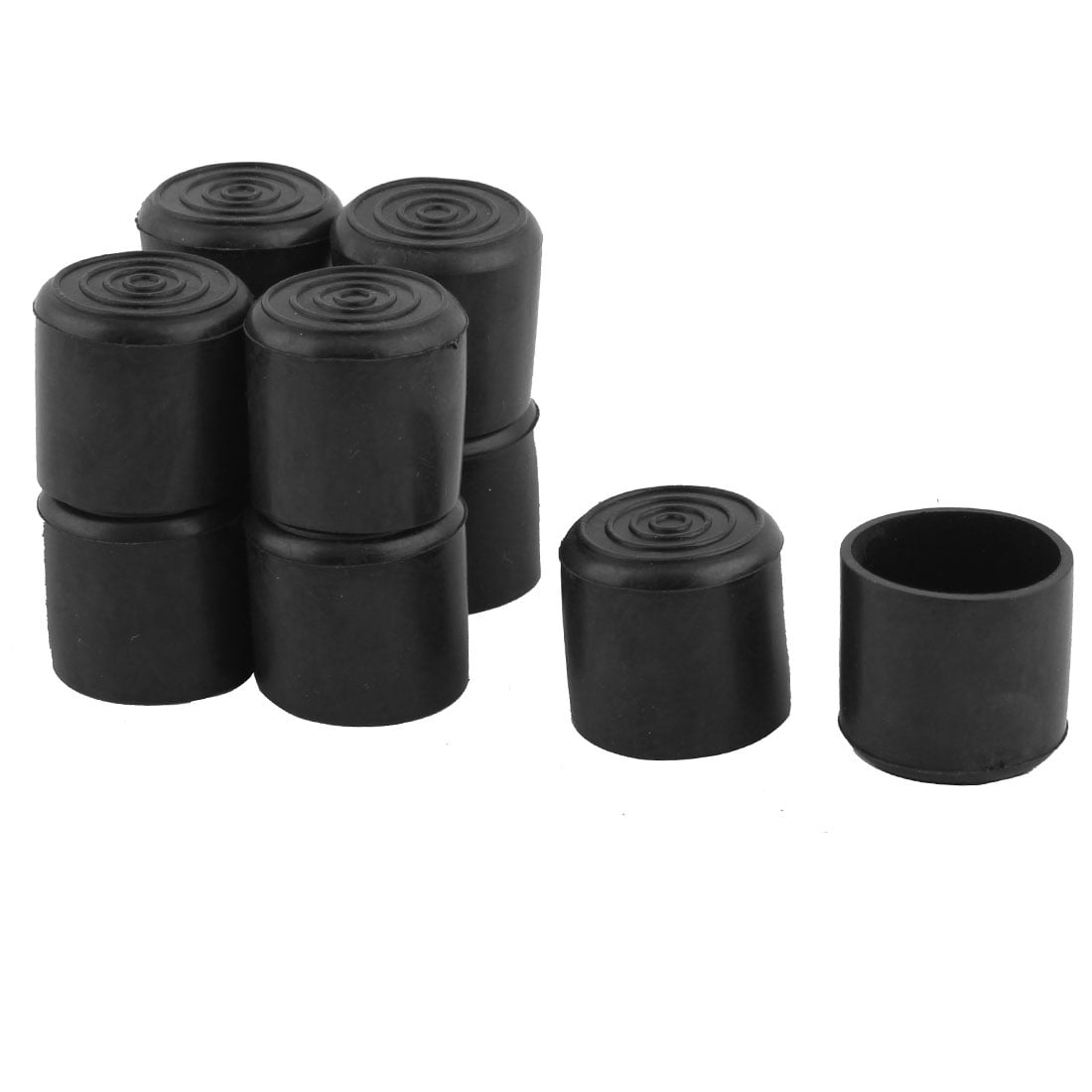 Unique Bargains 10 Pcs Antislip Rubber Round 25mm Inner Dia Chair Foot Cover Table Furniture Leg Protector Black