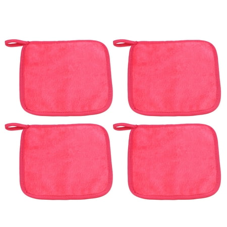 4pcs Reusable Makeup Removal Cleaning Cloth Washable Makeup Remover Cleaning Towels Rose Red 8 x8