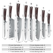 DFITO 9-Piece Kitchen Knife Set, Stainless Steel Professional Cutlery Knife with Sheaths & Storage Bag, Brown