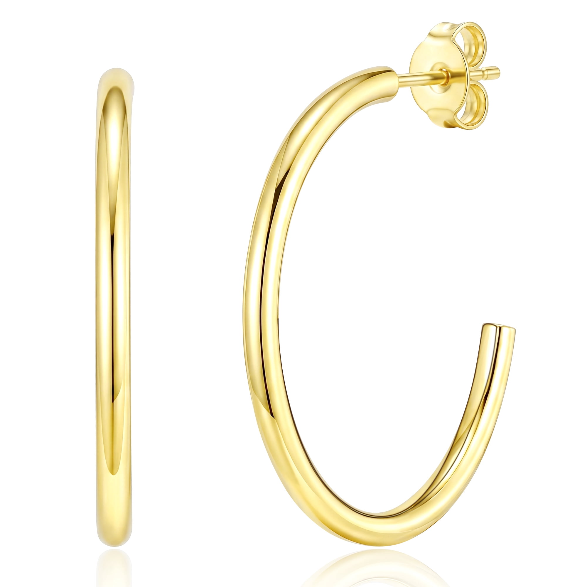 APSVO 18K Gold Plated Hoop Earrings for Women Lightweight Hypoallergenic Post Earrings Birthday Christmas Wedding Prom Jewelry Gifts Teen Mom Her Wife Lady Girlfriend Adults Stocking Stuffers Ideas