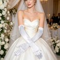 thumbnail image 5 of HuangHuanChen Satin Gloves for Women Solid Color Elegant Formal Long Opera Gloves Wedding Prom Long Opera Party 1920s Satin Tea Party Gloves Stretchy Elbow Length Bridal Gloves White One Size, 5 of 6