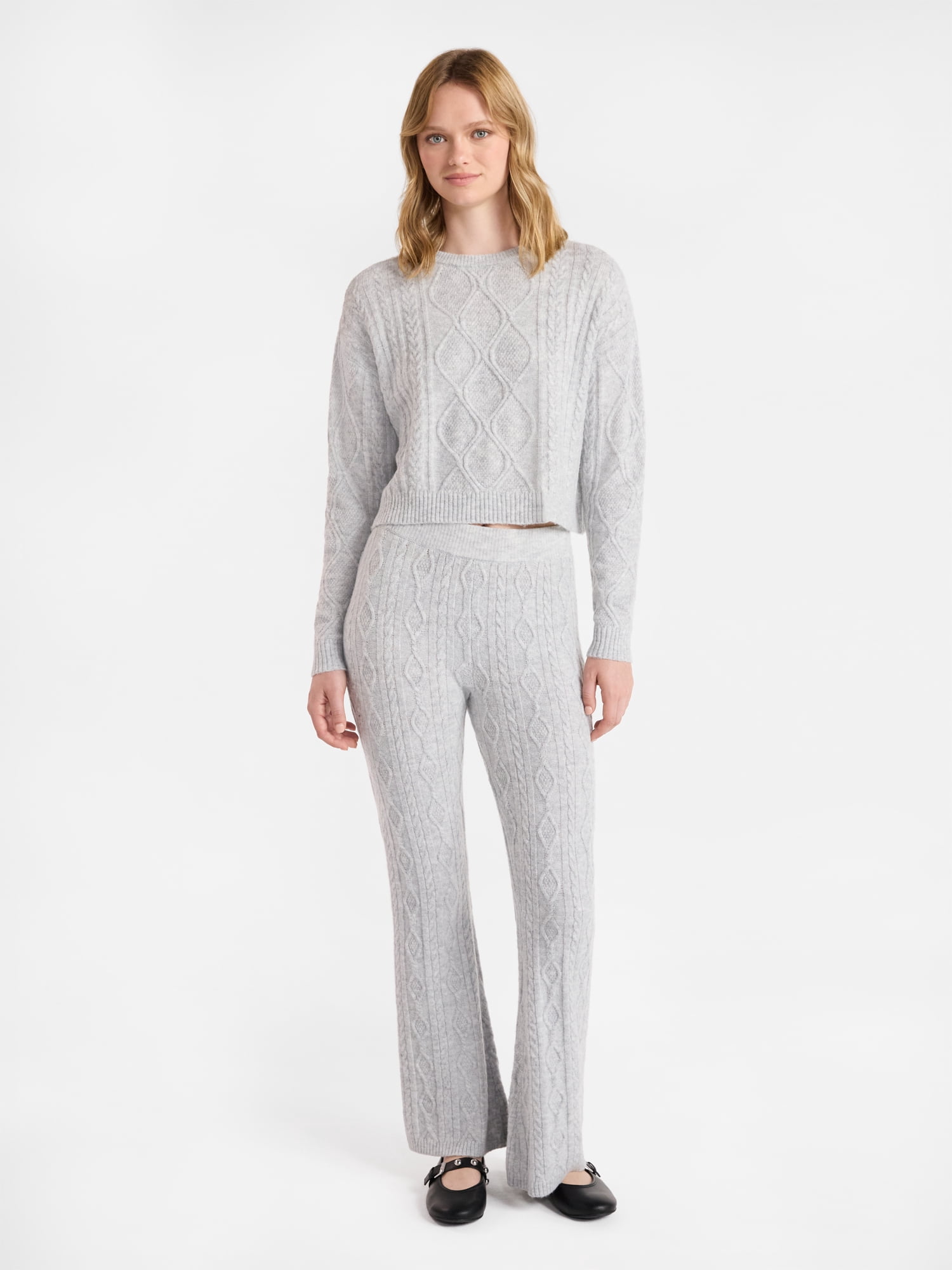 No Boundaries Cable Knit Pullover Sweater, Lightweight, Women’s