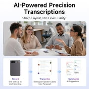 Soifcik AI Voice Recorder with GPT-4o Transcription & Summary, Magnetic Call Recorder for iPhone/Android, 64GB Audio Recorder, Free 600 Mins, App Control with Playback for Meetings & Lectures (Gray)