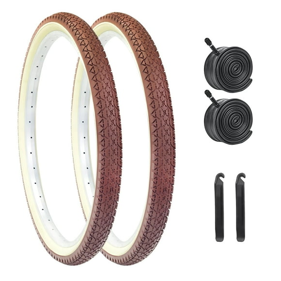 Neumáticos para bicicleta HUIOK, 24 x 2.125 pulgadas, plegables Cruiser, 2 neumáticos, color marrón