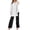 White, variant on Women's 2 Piece Outfits Wide Leg Blouse Pockets Elastic Pants Sets Casual V Neck Shirt Trousers Fashion Streetwear