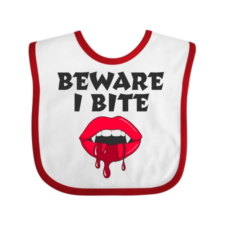 

Inktastic Beware I Bite with Vampire Fangs Vector Drawing Gift Baby Boy or Baby Girl Bib