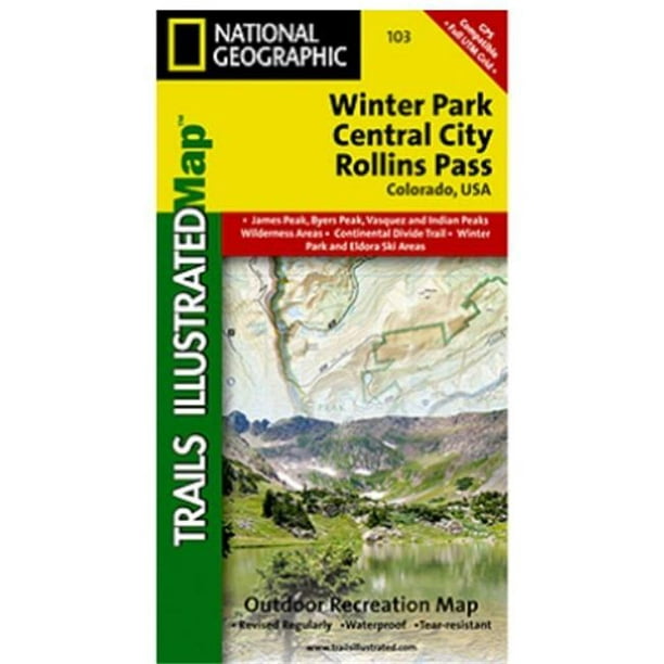 National Geographic TI00000103 Carte de Parc d'Hiver-centre Ville-Rollins Passe - Colorado