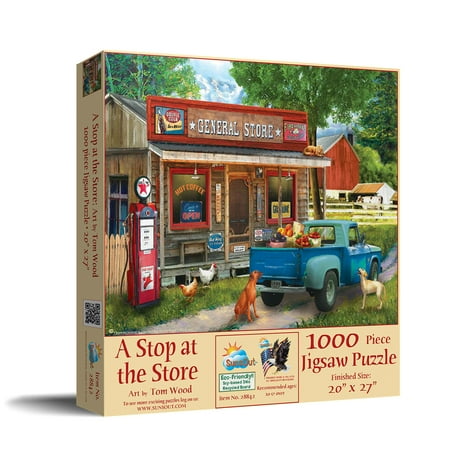 SUNSOUT INC - A Stop at the Store - 1000 pc Jigsaw Puzzle by Artist: Tom Wood - Finished Size 20  x 27  - MPN# 28842 price history on PriceWatchPro