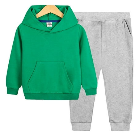 

Esaierr Boys Girls Hooded Sweatsuits Outfits for Kids Toddler 18M-8Y Solid Color Pullover Tops+casual Pants Set Fall Winter Outfit with Pocket Sweater Suit 2PCS