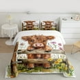 thumbnail image 2 of Manfei Cartoon Highland Bull Kid Bedding Comforter Set, Vibrant Groovy Flower Twin Comforter Sets, Rustic Animal Reversible Bedding Set, Luxury Bedroom Decor, 2 Pieces, 2 of 8