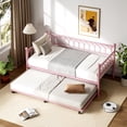 thumbnail image 4 of Memoryfield Twin Size Roll-Out Trundle Bed Frame, Metal Frame with Wheels & Slat Support, Pink, 4 of 6